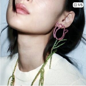 Zara Pink Tulip Rhinestone Earrings
